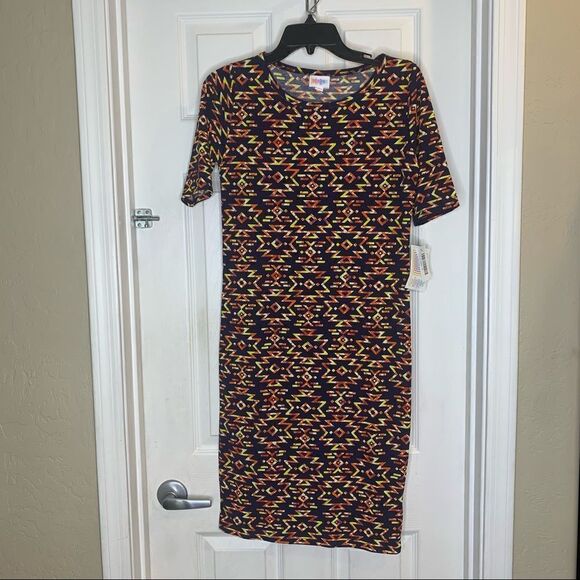 LuLaRoe Women Dress, NEW Julia Stretch Fitted Knee Length Aztec Print, Size S - Picture 2 of 9